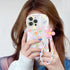 Cute Colorful Flower Curly Wave Clear Case for iPhone 14 Pro Max with Lovely Flower Bracelet Chain