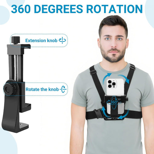 Generic Mobile Phone Chest Mount Harness Strap Holder Cell Phone Clip Action Camera POV for Samsung iPhone Plus etc