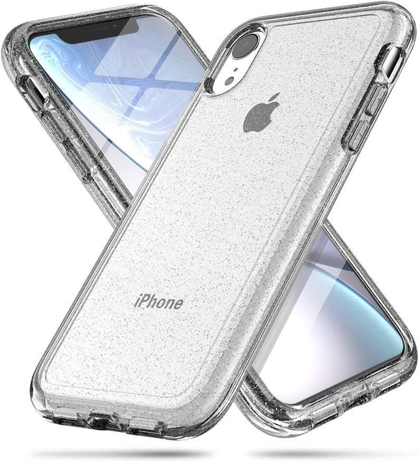iPhone XR Case - Glitter Hybrid Shining Hard PC Back Protective Case for Girls, Crystal Clear