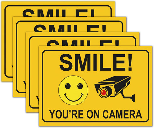 Giftideaworkshop 4 Smile You're on Camera Stickers for Home, 10 X 7 Inch