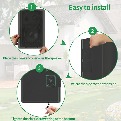 2 PCS Black Outdoor Speaker Cover, Weatherproof Wall Mounted, UV Resistant, Dustproof 600D Oxford Cloth (H 10" x W 6" x