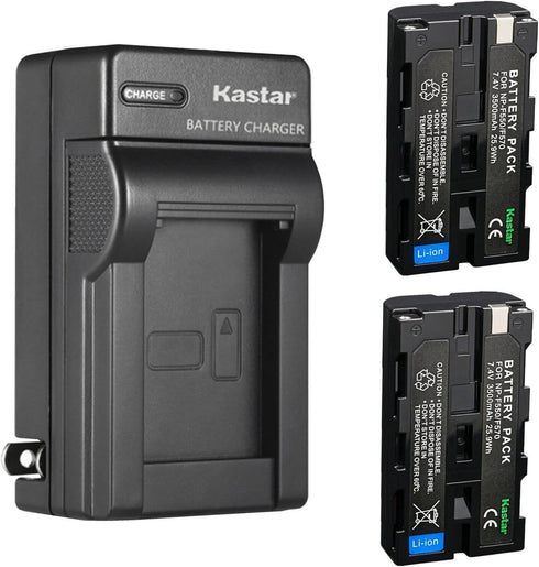 Kastar 2-Pack NP-F580 Battery 7.4V 3500mAh & AC Wall Charger for Bosma G1 Pro 8K Camera (MFT), NP-F570 NP-F770 NP-F970