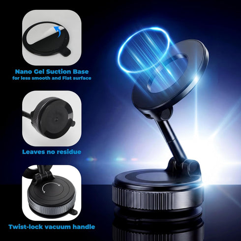 Edenseelake 360 17 16 15 14 13 12 Car Phone Holder for Magsafe, Adjustable Car Phone Mount, Strong Magnetic Vacuum