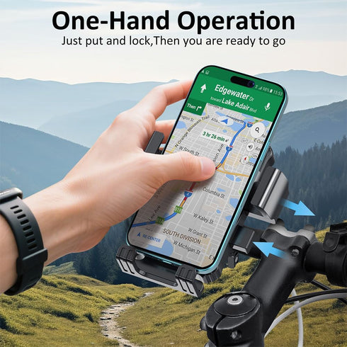 Prjrsme 4.7-6.8 Inch Bike Phone Holder, Handlebar Phone Mount for Bike and Motorcycle, Electric Scooter Mountain Bike