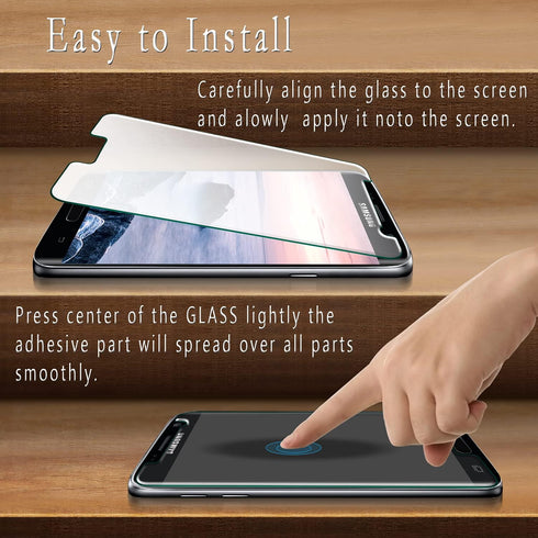 HPTech Galaxy S7 Screen Protector (2-Pack) - Tempered Glass Film for Samsung Galaxy S7, Easy Install, Bubble Free