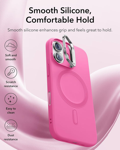 ESR 17, 17, Silicone Case for iPhone Built-in Camera Stash Stand Compatible with MagSafe, Military-Grade Drop