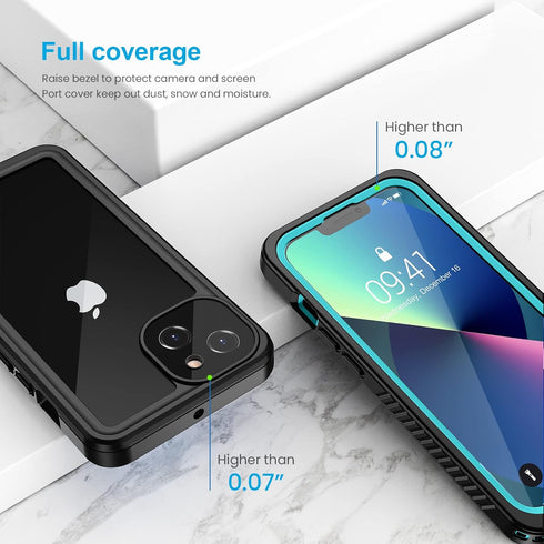 Lanhiem iPhone 13 Case, IP68 Waterproof Dustproof Shockproof with Built-in Screen Protector, Full Body Sealed Cover -
