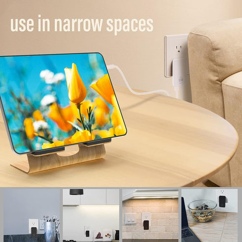 65W GaN USB C Charger, 2 Port Flat Wall Charger with PD3.0 & PPS, 3.28ft 100W Cable for MacBook, iPhone, White