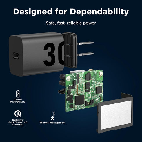 Motorola TurboPower 30 USB-C Charger - No Cable, for Moto G 2025, G Power 2025, Razr (2024/2025)
