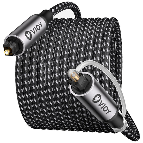 VIOY Optical Audio Cable 15 FT, Long Digital Fiber Optic Audio Cable,