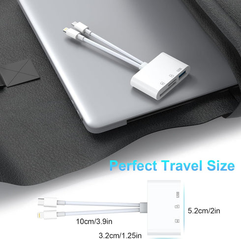 5-in-1 SD Card Reader for iPhone iPad, Lightning to USB Adapter, SD/TF Card USB 3.0 Viewer for iPhone iPad MacBook