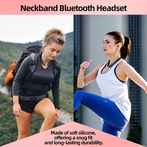 ZHAOGE Headset IPX5 Bluetooth Headphones Neckband, Retractable Wireless Sports Earbuds Noise Cancelling Stereo