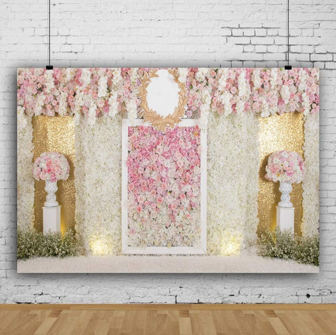 Leyiyi 5x3ft 3D Wedding Floral Wall Backdrop Photography Background for Bridal Shower, Baby Shower, Birthday Party