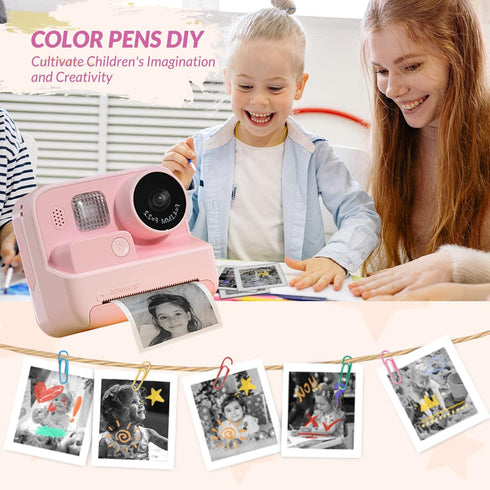 Mafiti Kids Camera Instant Print, 48MP Digital Selfie 1080P Video Camera with 32G TF Card for Girls Boys