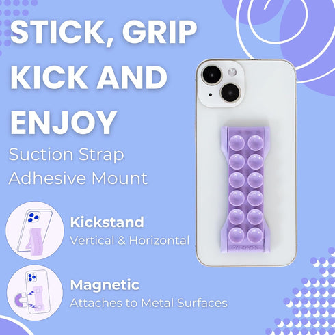 LOVEHANDLE PRO Premium Phone Grip - Suction Strap - Strong Grip Holder - Hands Free - Magnetic Phone Mount
