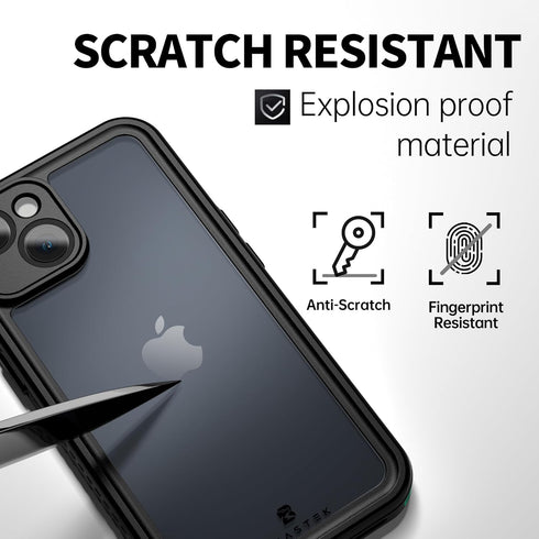 BEASTEK iPhone 14 Plus Waterproof Case, Red FSN Series, Underwater Shockproof Dustproof with Built-in Screen Protector