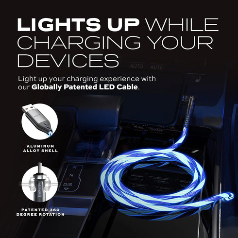 Statik PowerPivot GloBright 360 Magnetic Charging Cable, Light Up USB C Charger, Glowing Phone Charger Cord