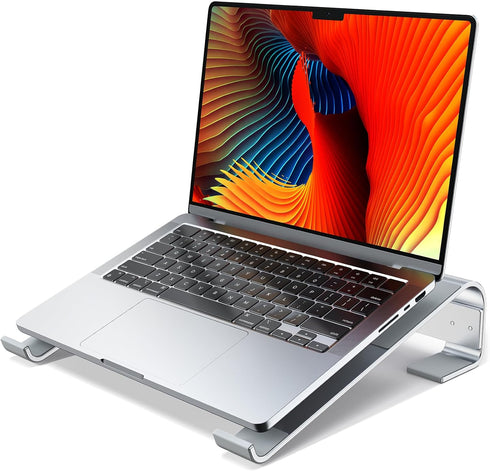 Aluminum Laptop Stand for Desk, Ergonomic Riser, Compatible with MacBook Pro/Air, Dell, HP, Lenovo, 10-17.3'' (Silver)