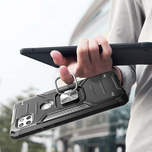 for Moto One 5G Ace Case with Screen Protector, Shock Absorption Heavy Duty Slim Case with Car Mount Kickstand
