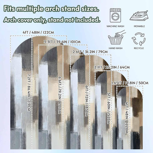 Jnbasdffb 6 Modern Grey Brown Wedding Arch Cover, Stretchy Spandex Arch Backdrop Stand Covers FT, Abstract Oil Painting
