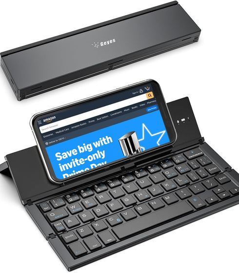 Foldable Bluetooth Keyboard, Portable Travel Keyboard for iPhone 15 Pro Plus/Xs/max/x/14/13/12/11/iPad, Black