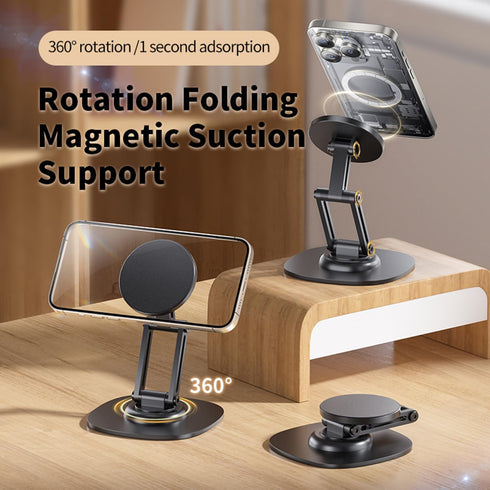 KOBBRAN 360 17 16 Max/15/14/13/12 Magnetic Phone Stand for Desk Rotating Adjustable Foldable Aluminum for MagSafe Cell