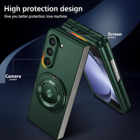 Magnetic Case for Galaxy Z Fold 3 5G, Lightweight, Slim Fit Drop Protection, Shockproof Cover, Dark Green
