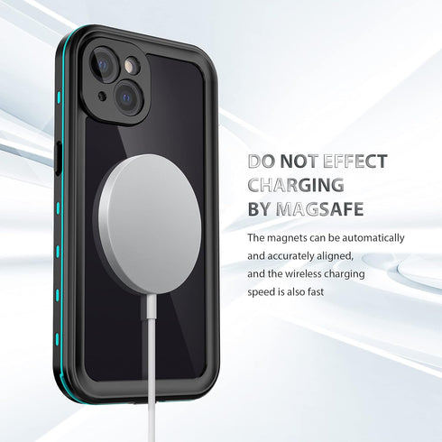 iPhone 13 Case Waterproof Shockproof - Built-in Screen Protector for Rugged Heavy Duty Full Body Protection, Clear Blue