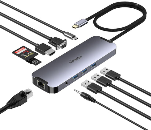 fairikabe USB C Docking Station Dual Monitor 10 in 1, USB-C Hub to