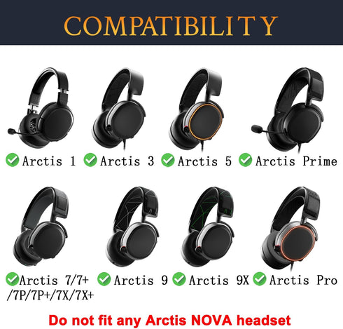 SOULWIT Earpads Replacement for SteelSeries Arctis 1/3/5/7/9 Headset, High-Density Foam Cushions (Arctis MF Black)