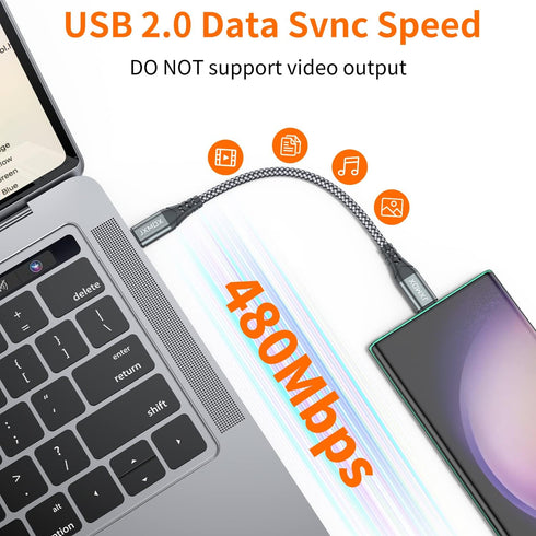 JXMOX 60W Short USB C to USB C Cable (2 Pack, 1ft) - Fast Charger for iPhone 15 Pro Max, MacBook Pro, Samsung Galaxy