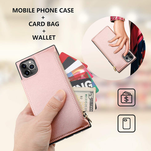 Bocasal Wallet Case for iPhone 11 Pro Max, 3 Card Slots Cash Holder, Zipper Design Premium PU Leather, Sturdy Magnetic