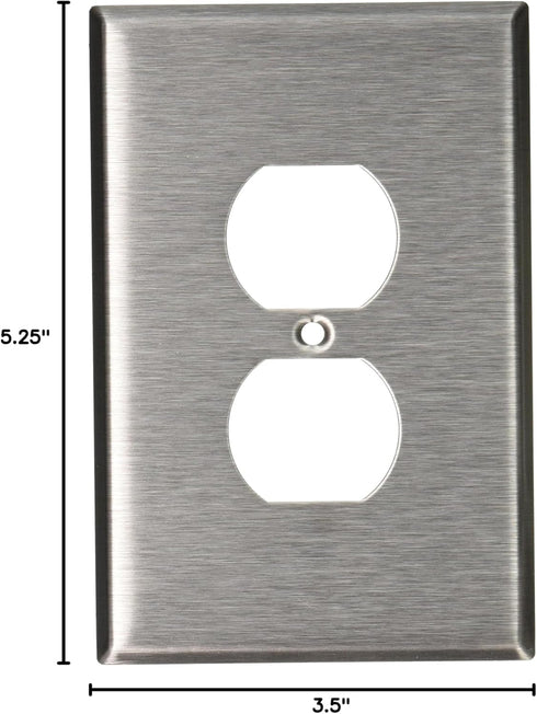 Leviton 1-Gang Wallplate, Duplex, Oversized, Magnetic Stainless Steel, 84103