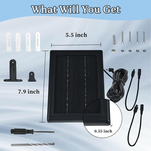 Solar Panel Charger for Ring Cameras, 5V Solar Charger, Compatible with Ring Spotlight Cam, Stick Up Cam, Outdoor