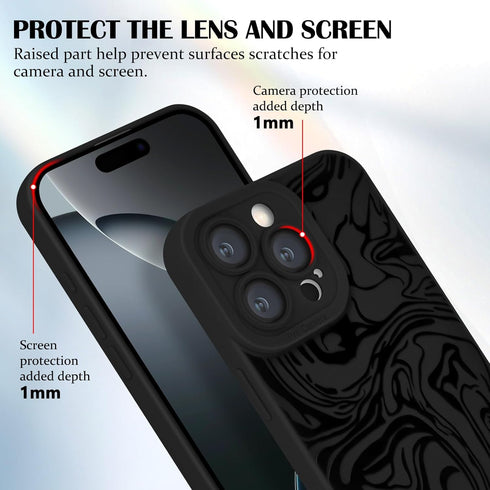 Newseego 16 16 for iPhone Pro Max Case, Cute Cool Black Marble Pattern Design Case for Women Girls Men Soft Slim TPU