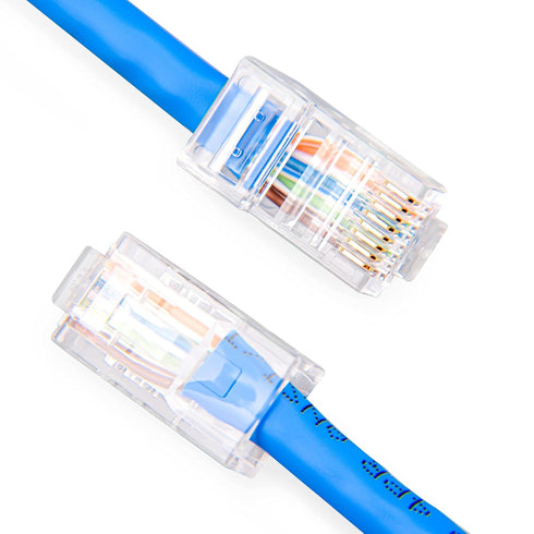 Cat5e RJ45 Connectors, 100-PACK Cat5 Ends Modular Plugs (3-Prong Gold Plated 15 ) UTP Network Plug for Solid Strand
