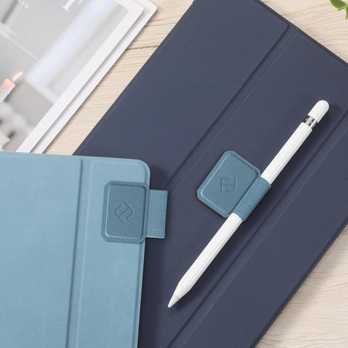 Fintie 4 Pack Pen Loop Holder for Apple Pencil Pro, Apple Pencil (USB-C) & Apple Pencil (1st / 2nd Gen) and Stylus Pens, Elastic Adhesive Leather Pen Sleeve Attached to Cases, Ocean Blue