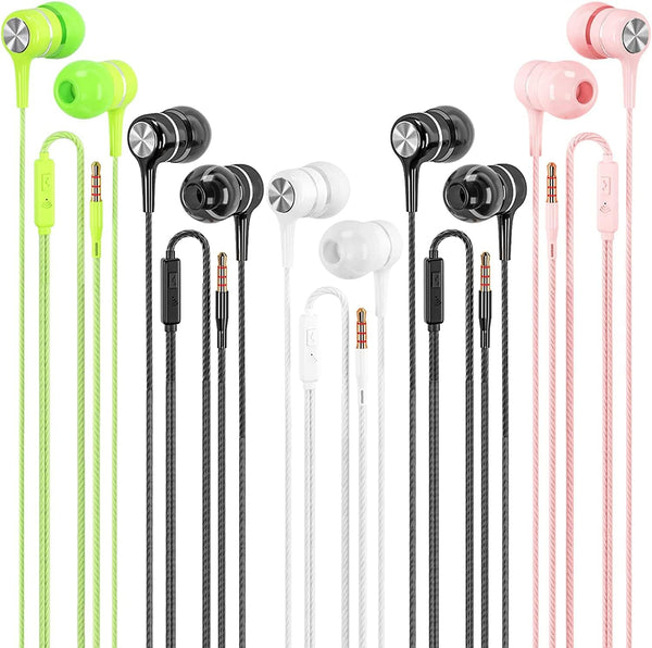 Wired Earbuds with Microphone 5 Pack, in-Ear Headphones with Heavy Bass, High Sound Quality Earphones for iPad, Laptop,