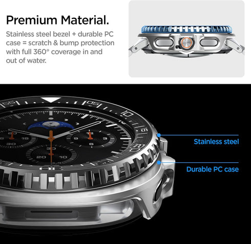 Spigen 8 46mm (2025) Bezel Tune Pro (Diver) Designed for Samsung Galaxy Watch Classic Bezel Ring Protector with Case