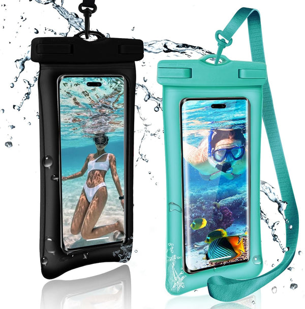 2 Pack IPX8 Waterproof Phone Pouch with Lanyard, Floatable Case for iPhone 15 14 13 12 Pro/Pro Max, Galaxy S24/S23