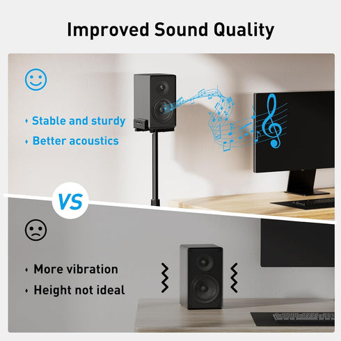 PERLESMITH Universal Speaker Stands for Surround Sound, Holds up to 11LBS, Adjustable Height for Satellite & Bookshelf