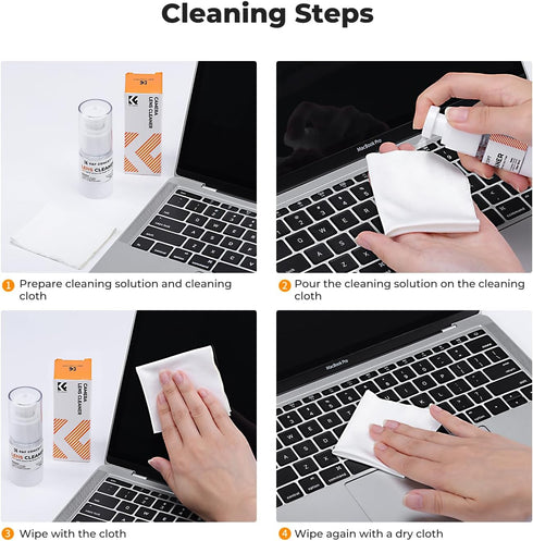 K&F Concept Spray and Microfiber Lens Cleaner Care Kit, Non-Flammable Camera Lens Cleaner for Coated Lenses,