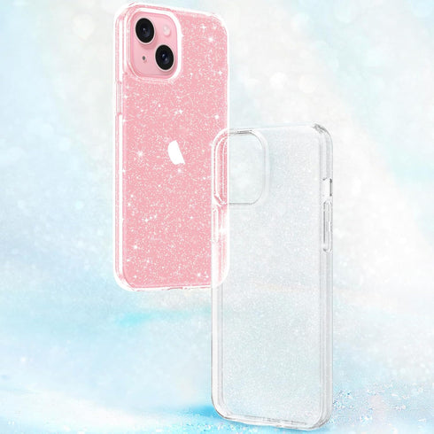 JJGoo Glitter Case Compatible with iPhone 15, Clear Transparent Soft TPU Sparkle Anti-Scratch Shockproof Protective