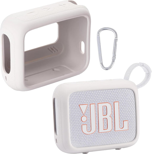 Silicone Cover Case for JBL Go 4 Waterproof Bluetooth Speaker, Portable Travel Case with Carabiner - Grey