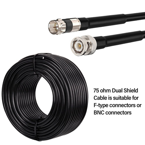XRDS -RF RG59 Coaxial Cable 100FT - RG59 Dual Shield Cable 75 Ohm Bare Copper Conductor for Surveillance Camera System