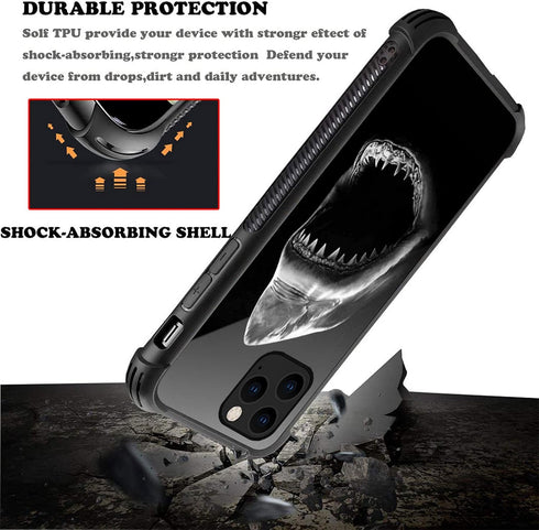 Compatible with iPhone 11 Pro Max Case - Ocean Shark Mouth Graphic Design, Shockproof Anti-Scratch Hard PC Back Case
