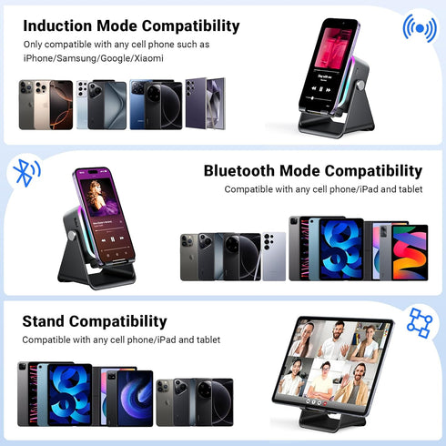 AIKELA 5 1 Induction Speaker with Phone Stand in Wireless Induction Bluetooth Audio for iPhone Android Phone Speakers