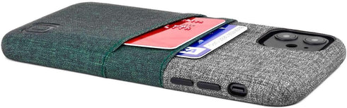 Dockem Wallet Case for iPhone 11 - Built-in Metal Plate for Magnetic Mounting & 2 Card Holders, Green & Grey