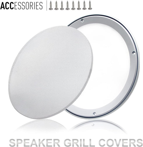 Fielect 2Pcs 8" Speaker Grill Mesh Cover, White SubWoofer Grill Cover with 8 Screws, Car Speaker Guard Protector