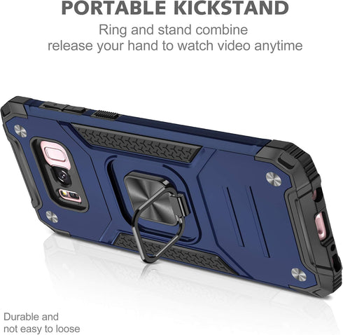 YmhxcY Galaxy S8 Armor Grade Case with Rotating Holder Kickstand, Non-Slip Hybrid Rugged Phone Case - KK Blue